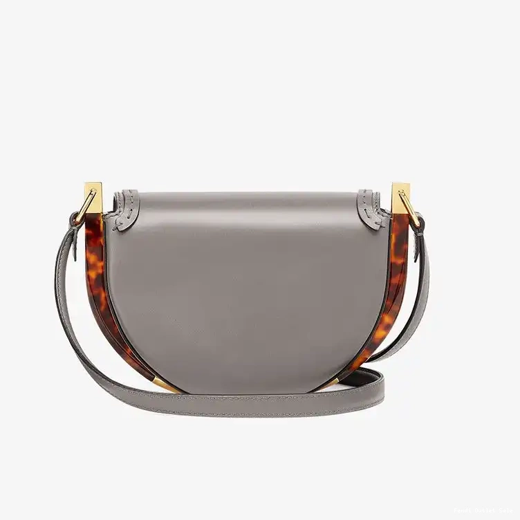Affordable ROMA Moonlight Bag Grey Leather Calf In Logo Fendi 0512